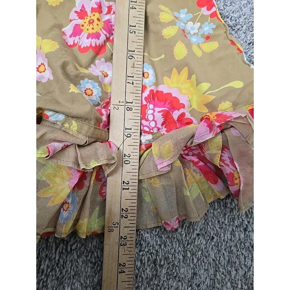 Oilily Girl Sz 116 Floral Button Cotton Short‎ Sleeve Dress